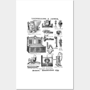 Llewellins & James - Sanitary Engineers - 1891 Vintage Advert Posters and Art